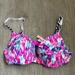 Victorias Secret PINK Vibrant Pink and Blue Patterned Bra